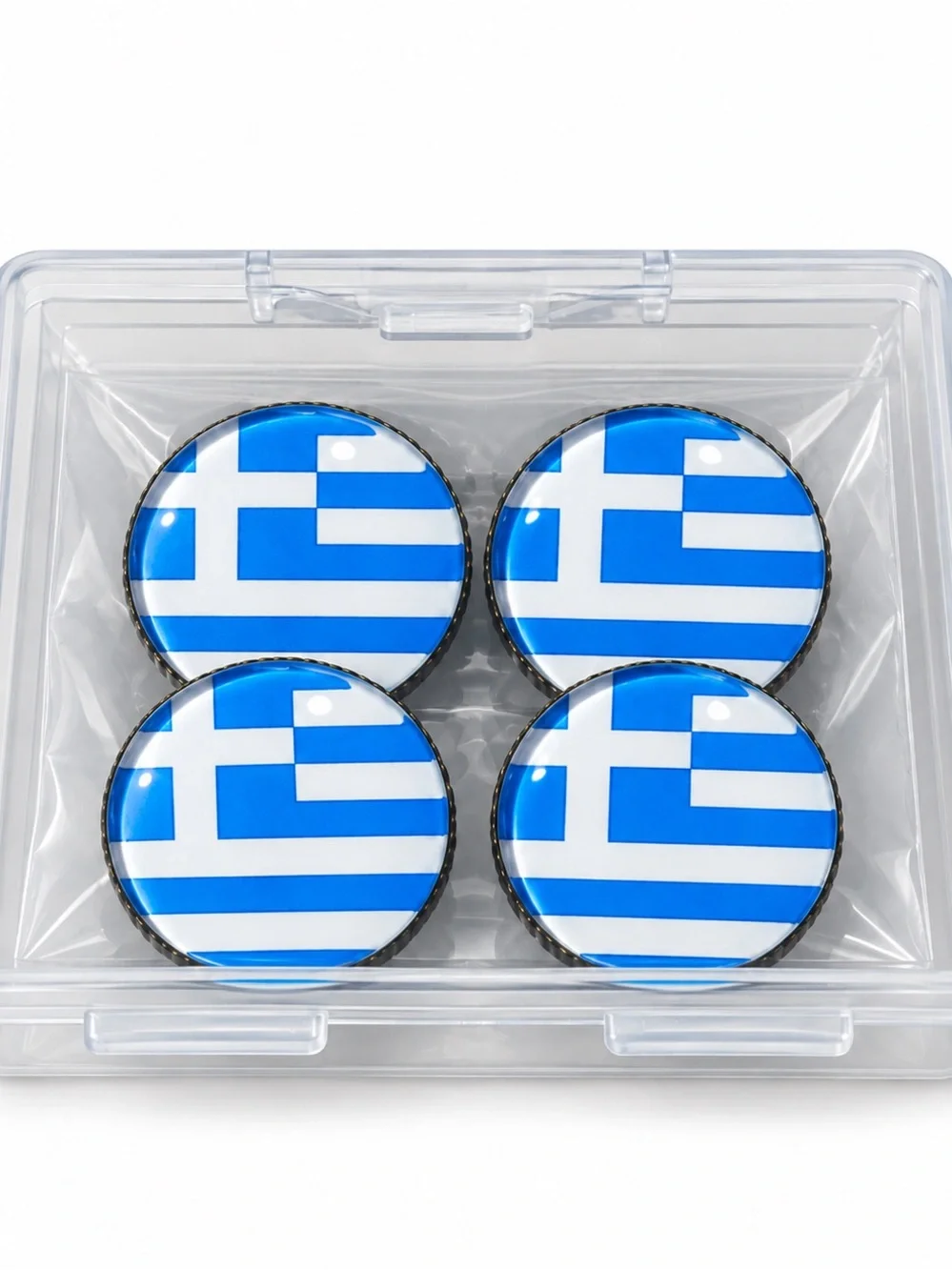 Blue and White Greek Flag Round Enamel Lapel Pin - Men's Accessory